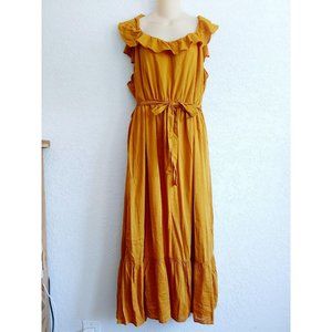 Old Navy Ruffle Tiered Mustard Maxi Dress XL